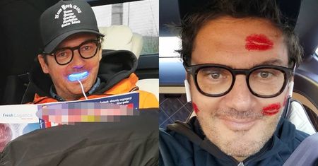 Rozwalony na tylnym siedzeniu Kuba Wojewódzki walczy o estetyczne uzębienie: "Postanowiłem być jak Olivier Janiak"