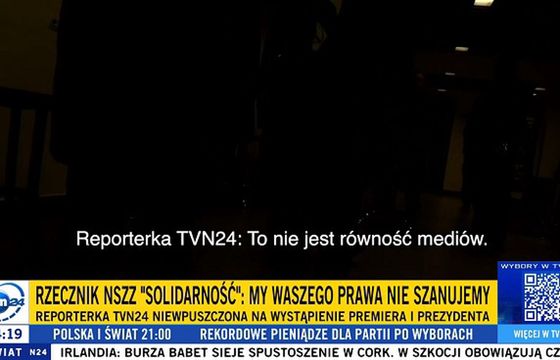 Ekipy TVN24 nie wpuszczono na zjazd "Solidarności" z udziałem prezydenta i premiera