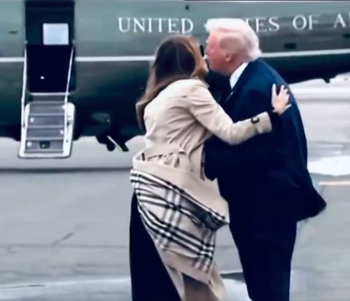 Melania Trump i Donald Trump na lotnisku 