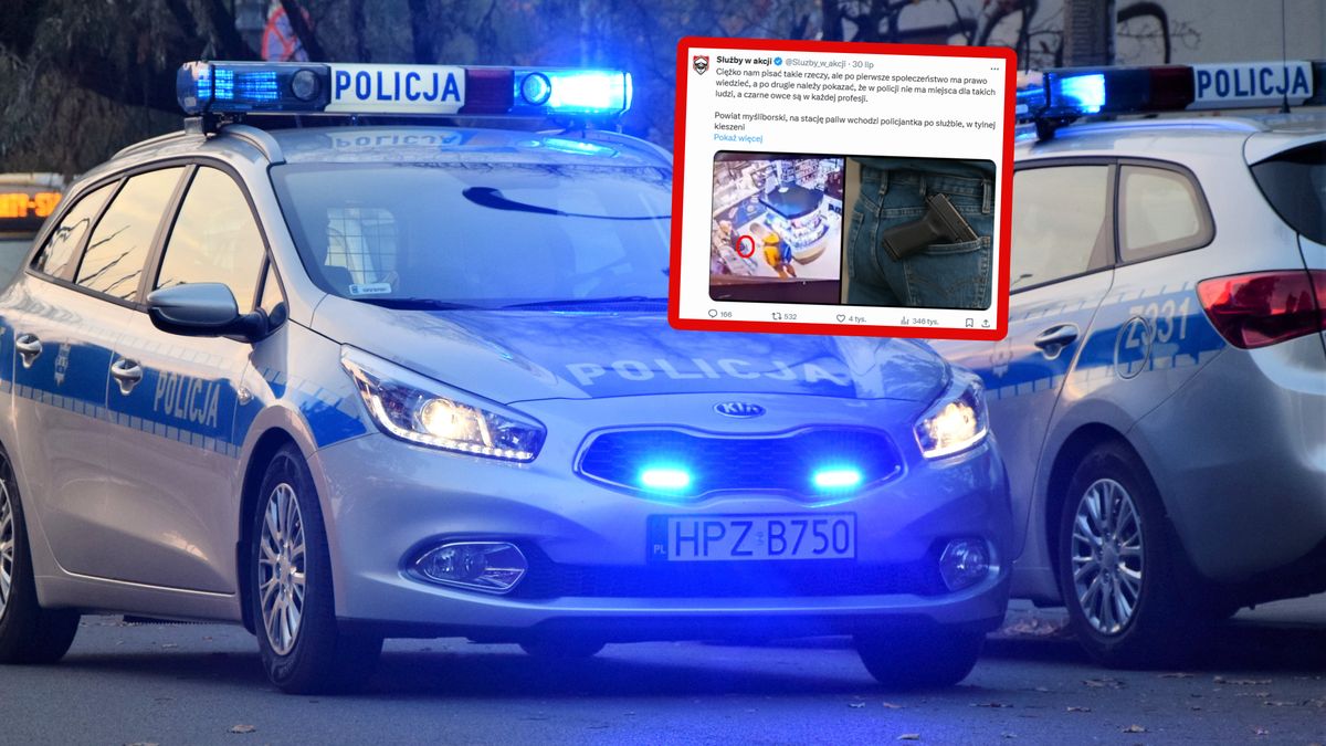 Pijana policjantka z bronią na stacji.