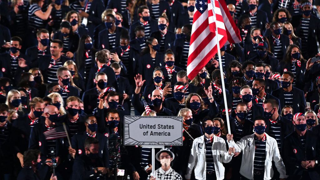 reprezentacja USA podczas ceremonii otwarcia IO w Tokio