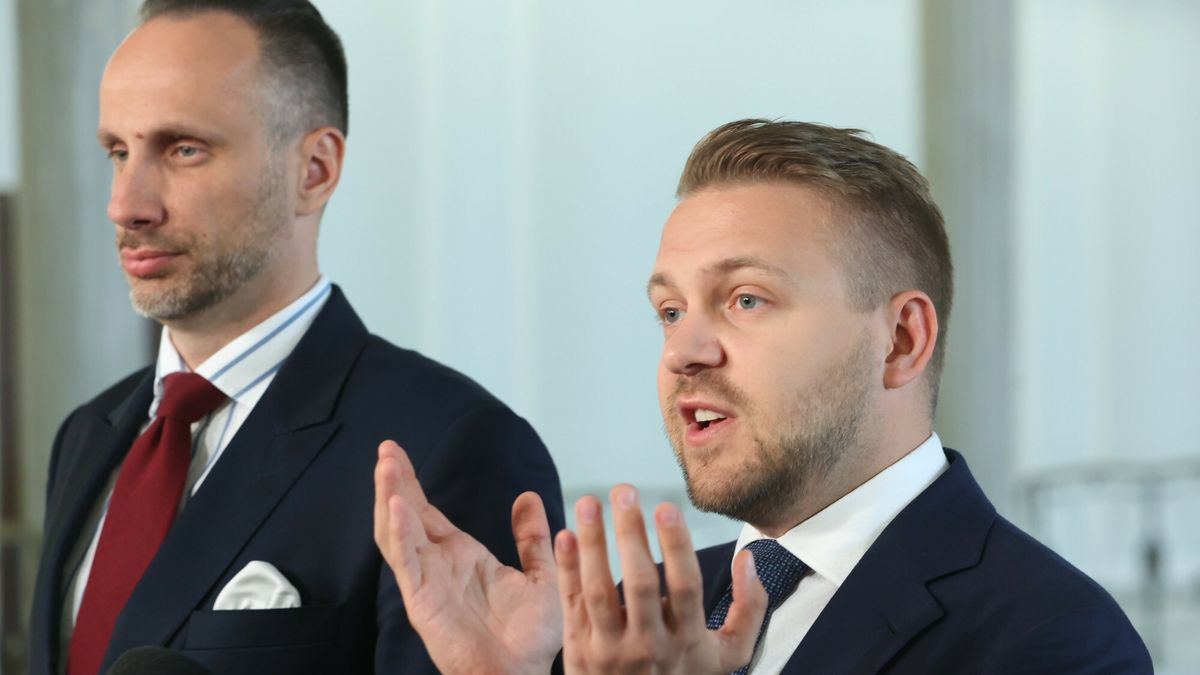 Konferencja prasowa Suwerennej Polski
28.06.2023 Warszawa Konferencja Prasowa Suwerennej Polski fot. Tomasz Jastrzebowski/REPORTER 
n/z: Janusz Kowalski, Jacek Ozdoba
Tomasz Jastrzebowski/REPORTER