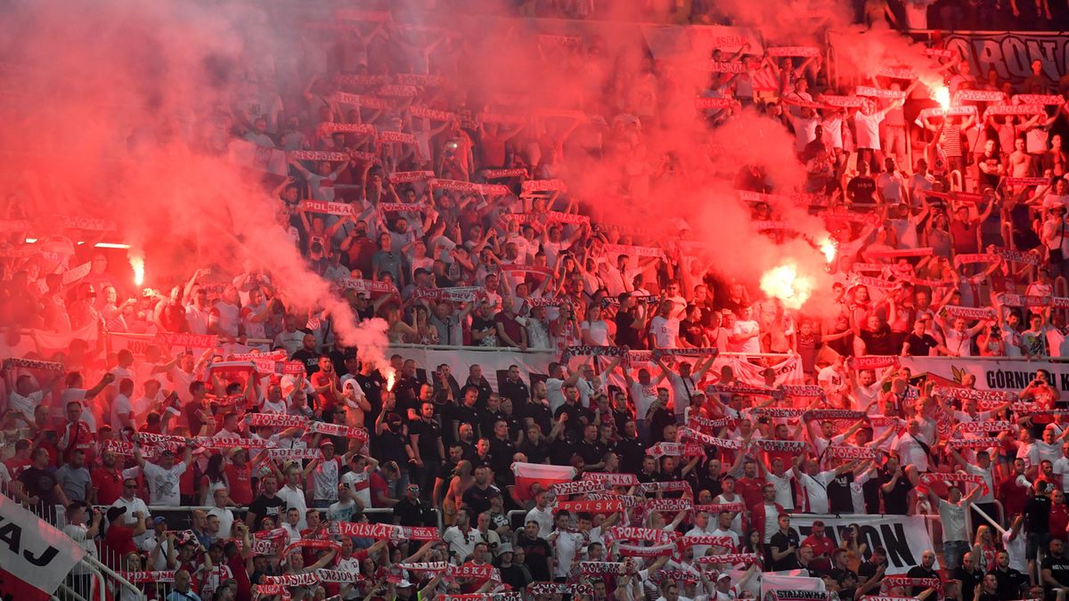 polscy kibice na stadionie w Skopje