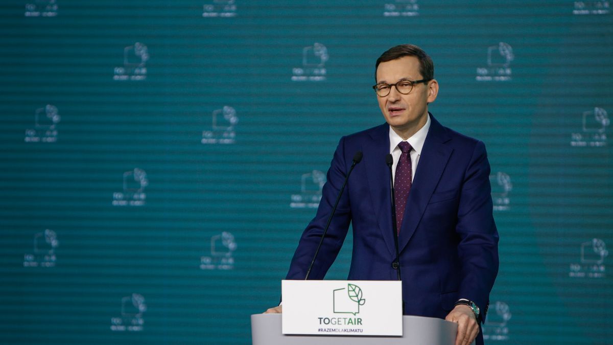 Premier Mateusz Morawiecki podczas szczytu TOGETAIR 2021