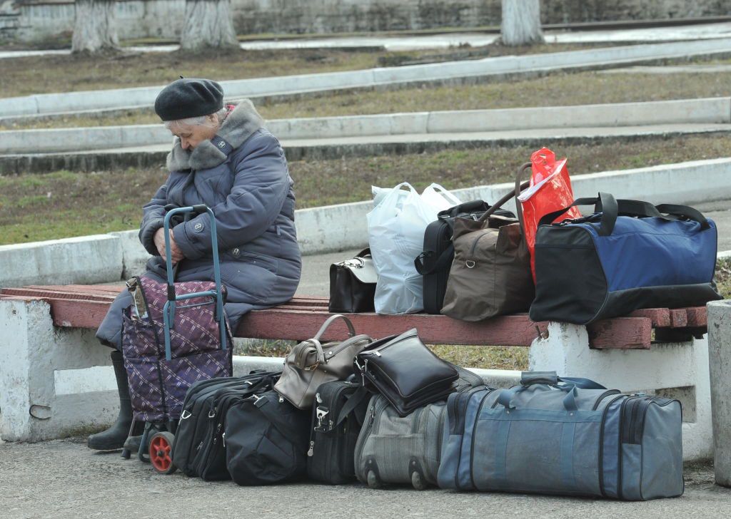 Russia-Ukraine War: Evacuation of Luhansk Region residentsAn elderly woman waits for a passenger train to evacuate from Lysychansk, Luhansk Region, eastern Ukraine, on February 24, 2022. (Photo by Oleksii Kovaliov/Ukrinform/NurPhoto via Getty Images)NurPhotoluhansk region, lysychansk, railroad, russia ukraine war, russia ukraine conflict, unrest conflict and war, russian invasion, russia's assault, war zone, nurphoto, russian invasion 2022, ukraine-russia war 2022
