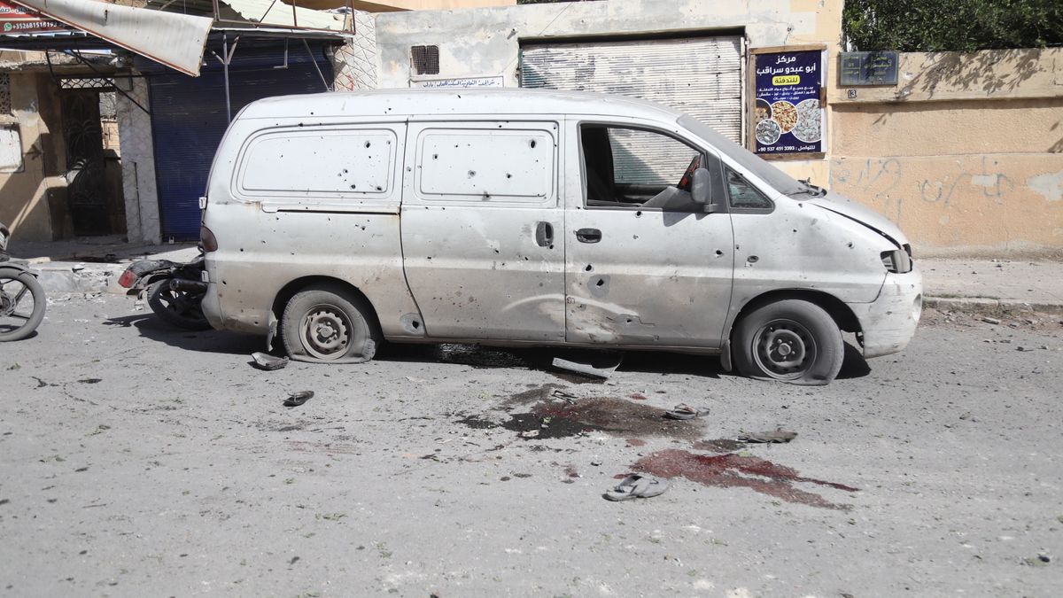 IDLIB, SYRIA - OCTOBER 26: A view of damage after Assad Regime's assault in Idlib, Syria on October 26, 2023. 3 killed 2 injured in the attack. (Photo by Izzettin Kasim/Anadolu via Getty Images)