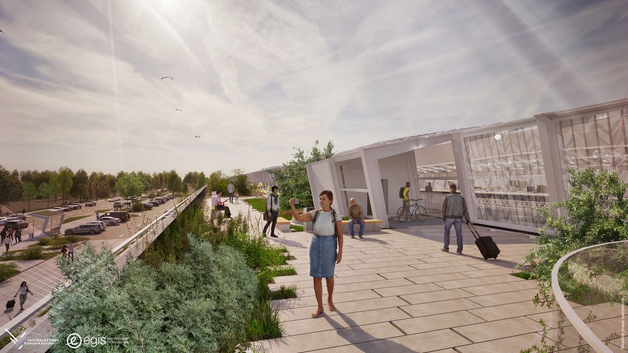 Wizualizacja stacji Brzeziny na trasie KDP