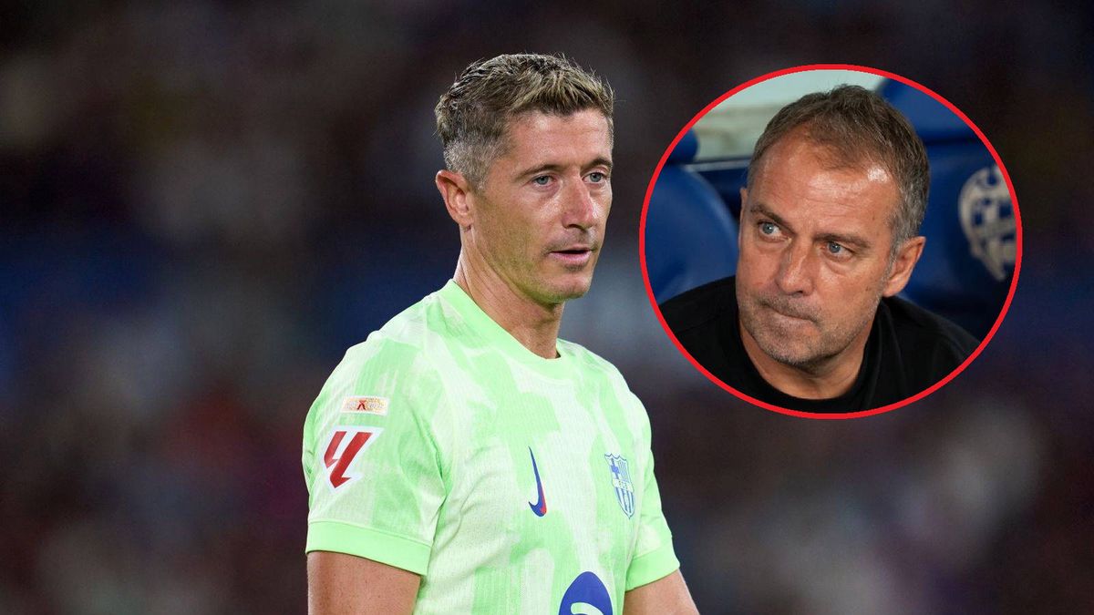 Getty Images /  Alex Caparros/Getty Images/ Ruben De La Rosa/NurPhoto via Getty Images / Na dużym zdjęciu Robert Lewandowski, na małym Hansi Flick