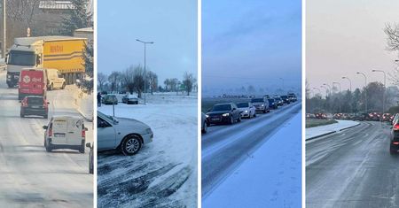 Paraliż Płocka i okolic - mnóstwo kolizji od rana