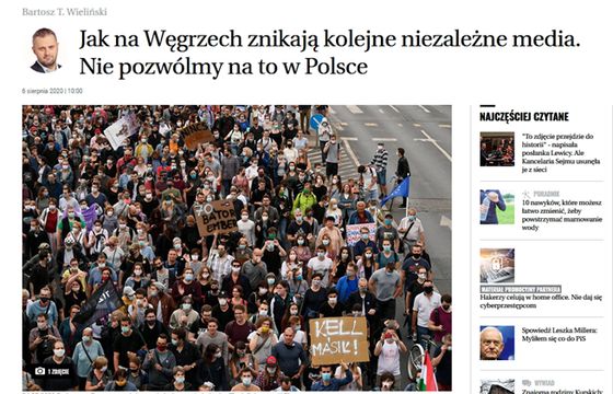"Gazeta Wyborcza" zachęca do prenumeraty opisując sytuację mediów na Węgrzech