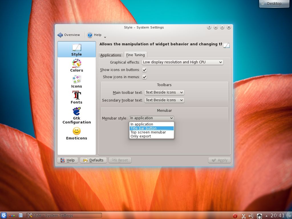 [KDE 4.10]  Wsparcie dla Appmenu