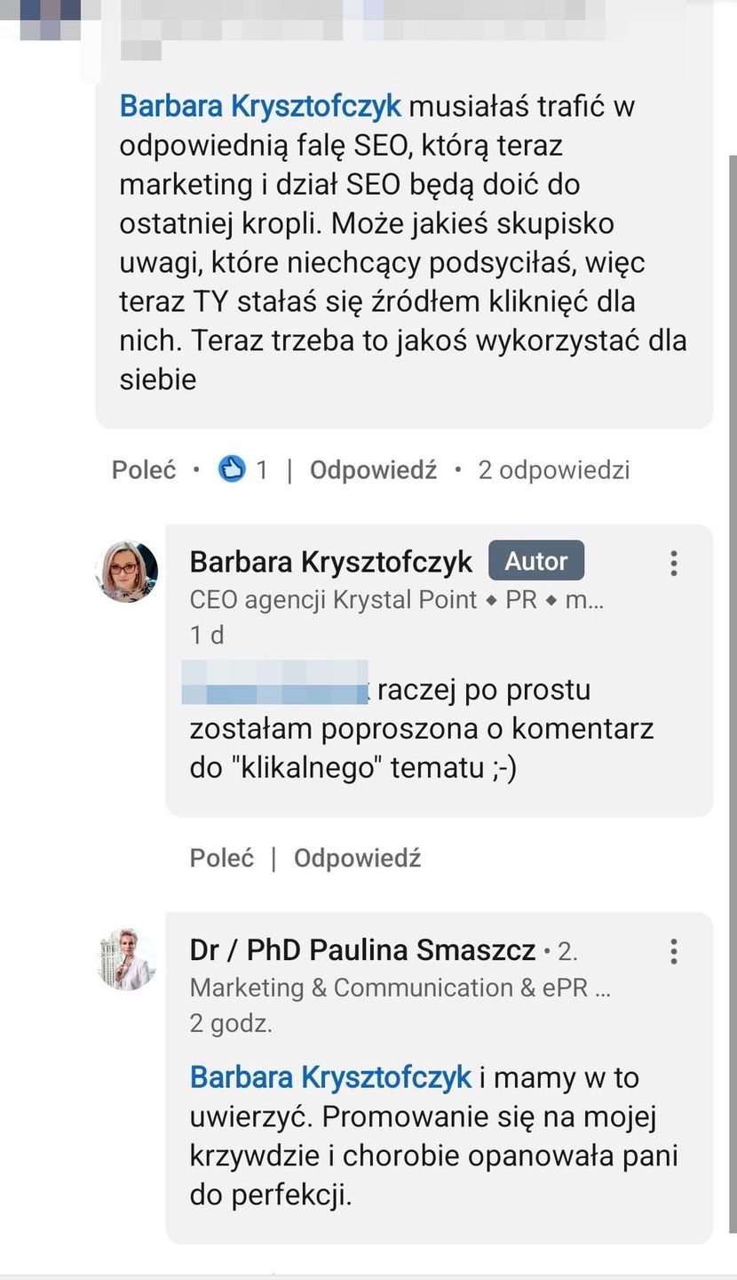 Wymiana zdań pomiędzy Pauliną Smaszcz, a Barbarą Krysztofczyk