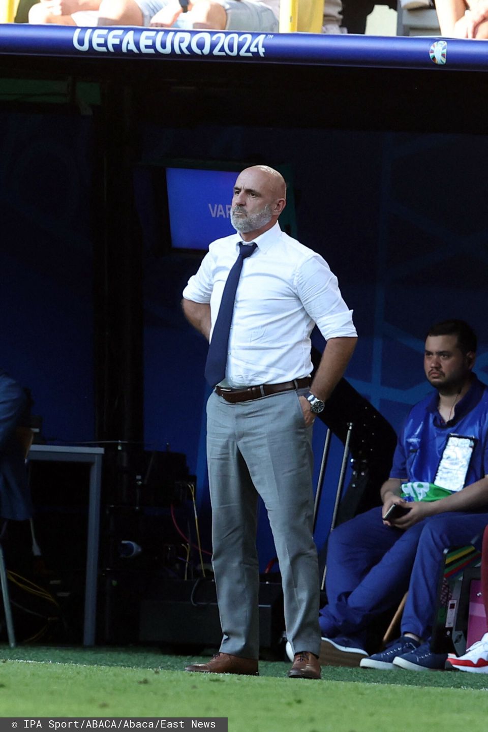 Michał Probierz podczas meczu Polska-Francja