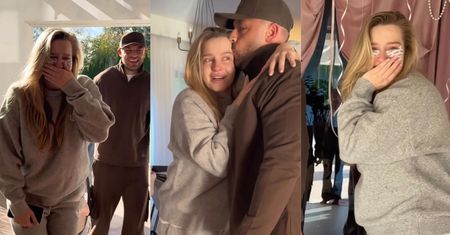 Karolina Pisarek zalała się łzami po powrocie do domu z porodówki. W holu czekał... ŁABĘDŹ W KORONIE (ZDJĘCIA)