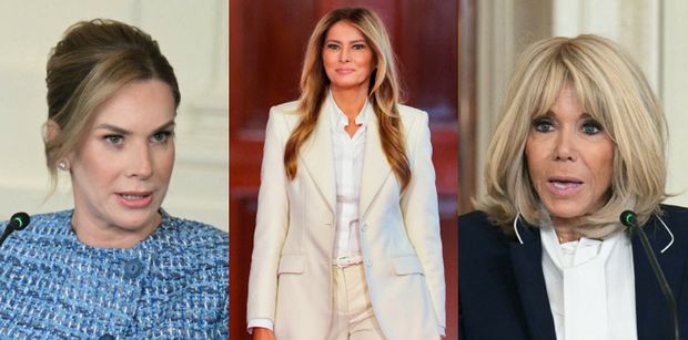 Marta Nawrocka w garsonce zasiadła do stołu z Melanią Trump i Brigitte Macron w Białym Domu. Jak wypadła na ich tle? (ZDJĘCIA)