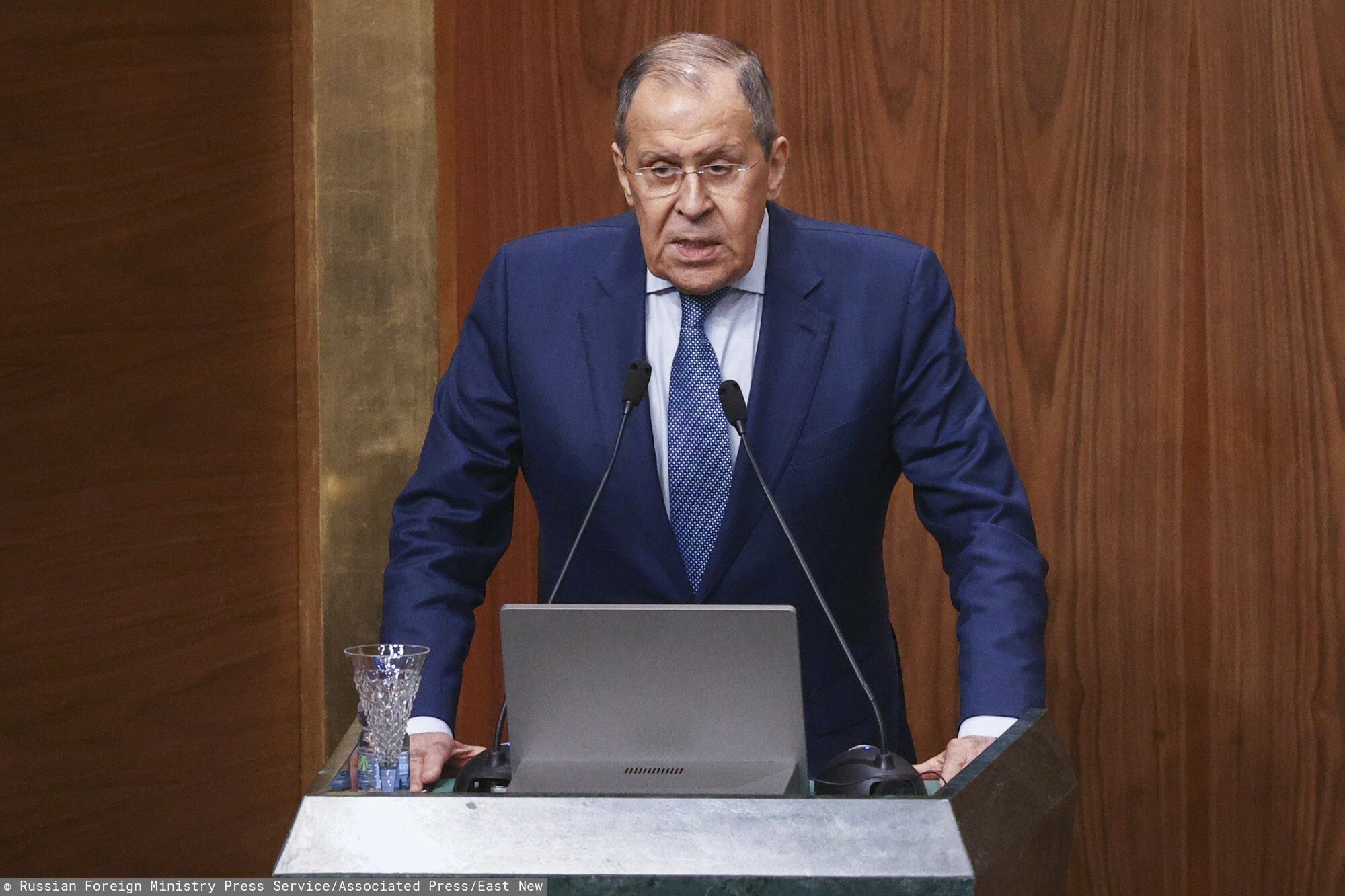 Temporary
In this handout photo released by Russian Foreign Ministry Press Service, Russian Foreign Minister Sergey Lavrov addresses the Arab League organization in Cairo, Egypt, Sunday, July 24, 2022. (Russian Foreign Ministry Press Service via AP)
Russian Foreign Ministry Press Service