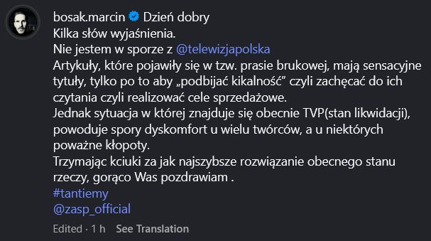Marcin Bosak wydał oświadczenie