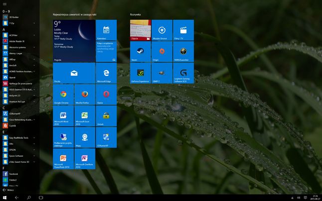 Windows 10 - start (tryb tablet)