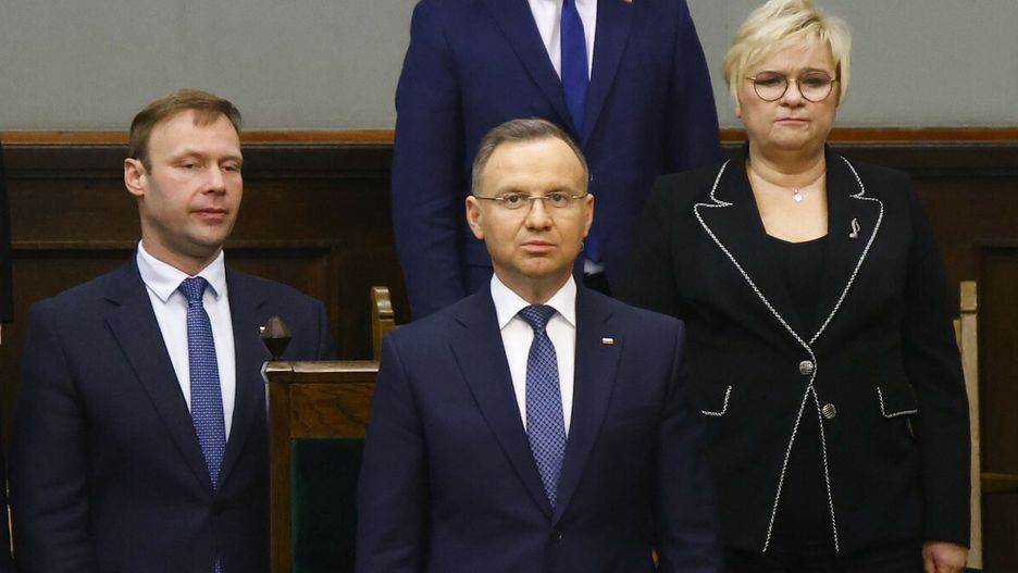Marcin Mastalerek, prezydent Andrzej Duda i Grazyna Ignaczak-Bandych