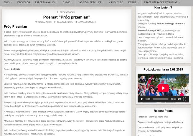 Fragment poematu Macieja Świrskiego 