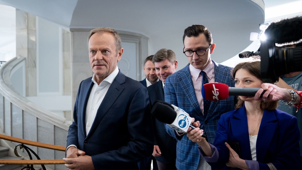 Donald Tusk during a meeting at which Polish opposition parties signed the agreement on Civic Election Control, at the Senate (upper house of the parliament) in Warsaw, Poland on June 3, 2022 (Photo by Mateusz Wlodarczyk/NurPhoto via Getty Images)