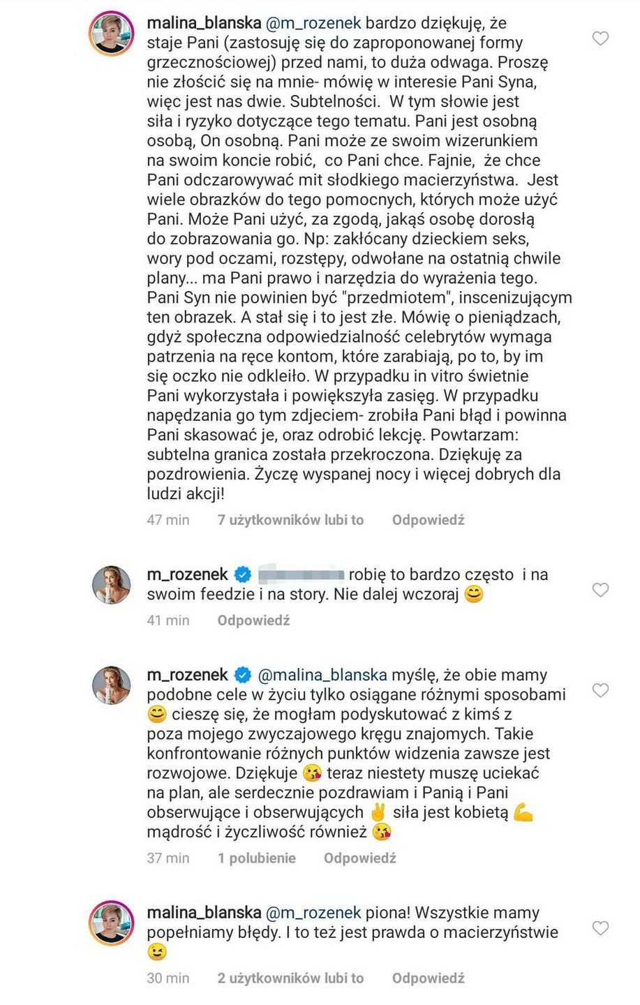 Małgorzata Rozenek odpowiada na krytykę na Instagramie