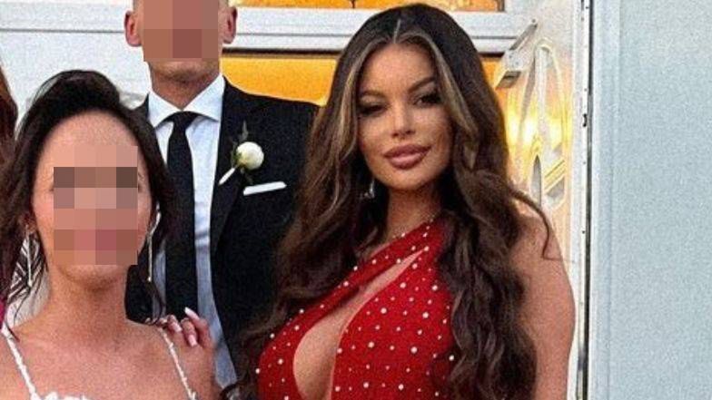 Prowokacyjna Justyna Gradek w czerwonej sukience z OLBRZYMIM DEKOLTEM tańczy na weselu (FOTO)