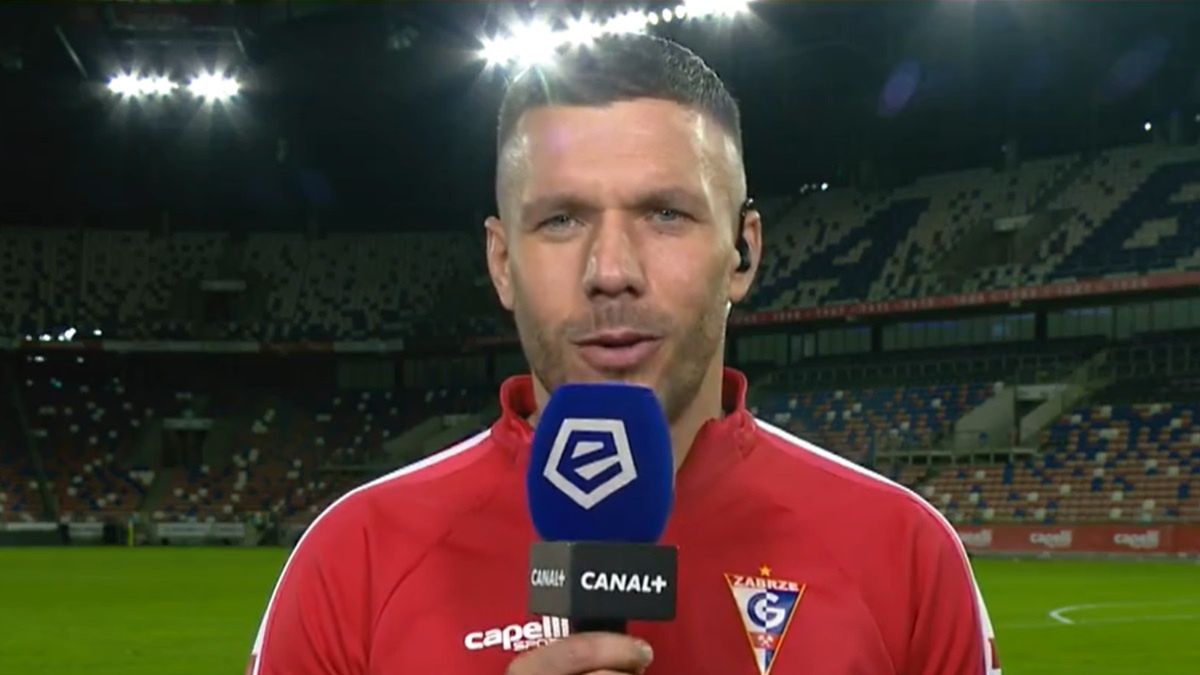 Lukas Podolski w czasie rozmowy z Canal+Sport