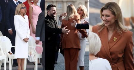 RZADKI WIDOK: Wołodymyr Zełenski udał się do Francji z ŻONĄ. Wystrojona Brigitte Macron wyściskała Ołenę za wszystkie czasy (ZDJĘCIA)