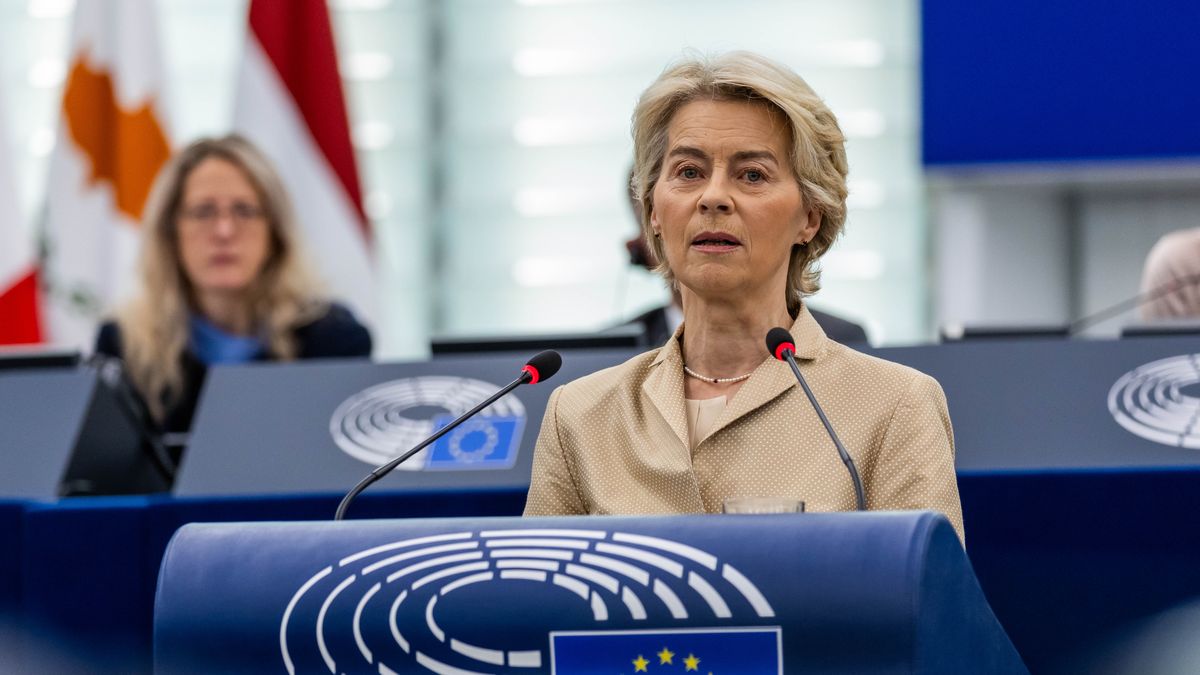 European Commission President Ursula Von der Leyen speaks at a plenary session for the presentation of the programme of activities of the Hungarian Presidency at the European Parliament in Strasbourg, France, 09 October 2024. EPA/CHRISTOPHE PETIT TESSON Dostawca: PAP/EPA.