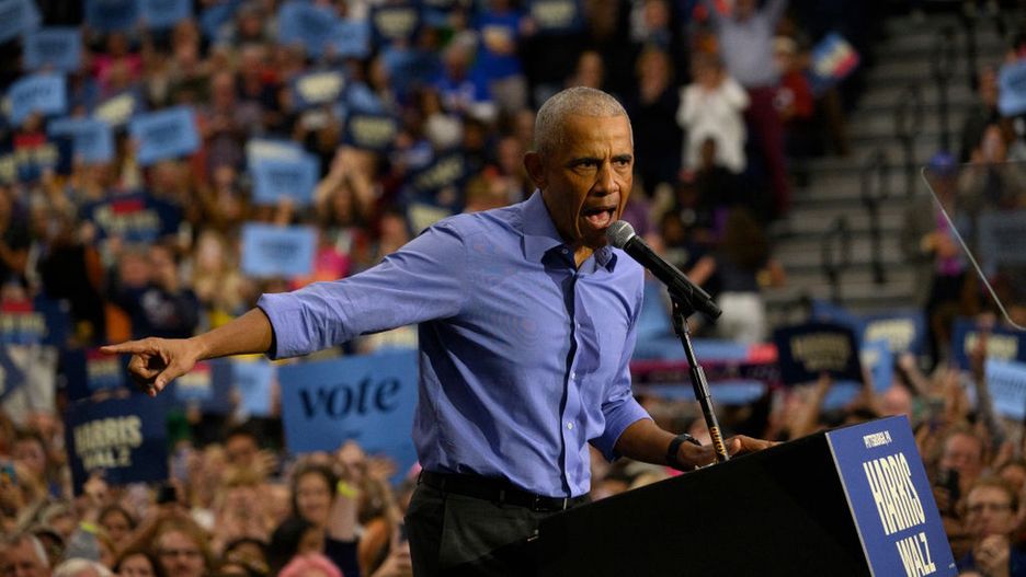Former President Obama Campaigns For Kamala Harris In Pittsburgh
PITTSBURGH, PENNSYLVANIA - OCTOBER 10: Former U.S. President Barack Obama speaks during a campaign event for Democratic presidential nominee, U.S. Vice President Kamala Harris at the University of Pittsburgh on October 10, 2024 in Pittsburgh, Pennsylvania. (Photo by Jeff Swensen/Getty Images)
Jeff Swensen
