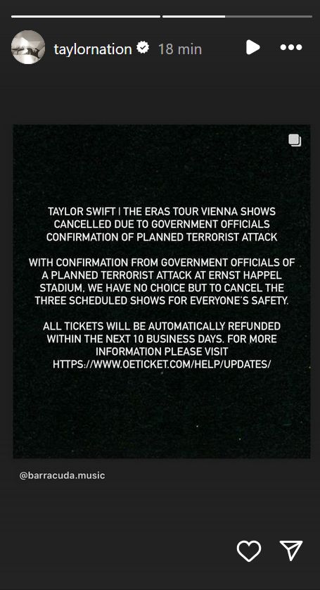 Taylor Swift concerts in Vienna canceled