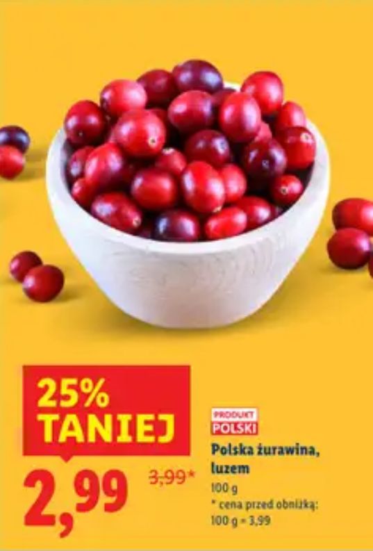 Żurawina dostępna w promocji w Biedronce i Lidlu