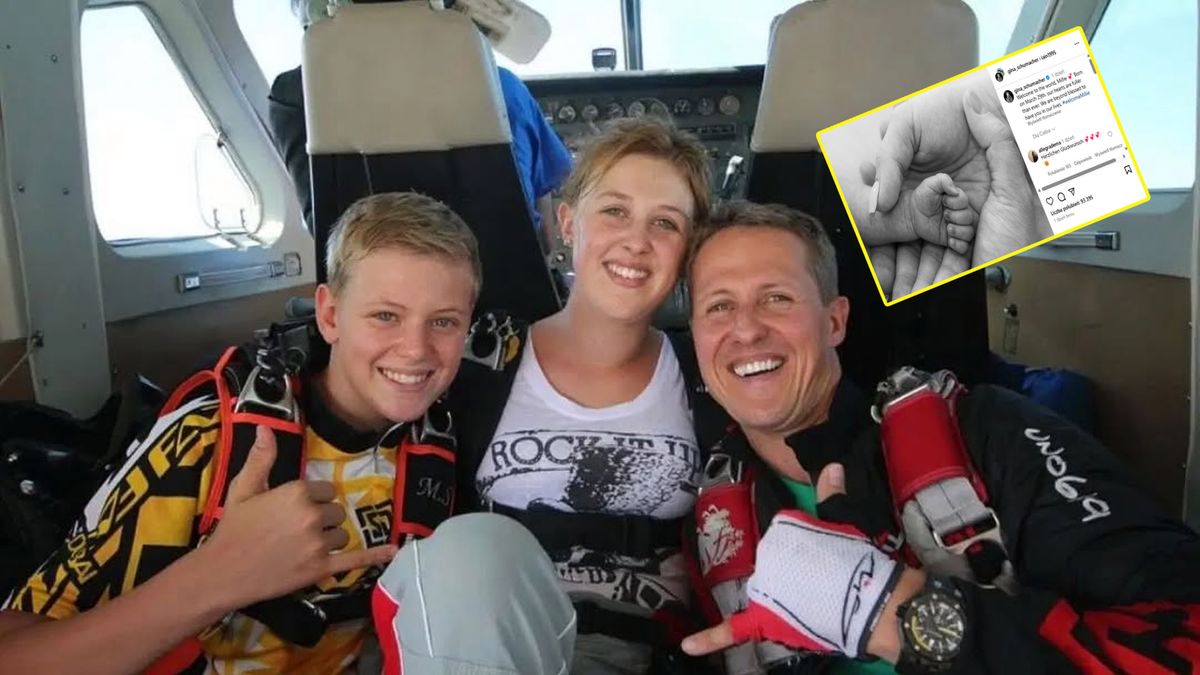Instagram / Na zdjęciu: Mick Schumacher, Gina Schumacher, Michael Schumacher (Instagram), w ramce: post Giny Schumacher (Instagram)