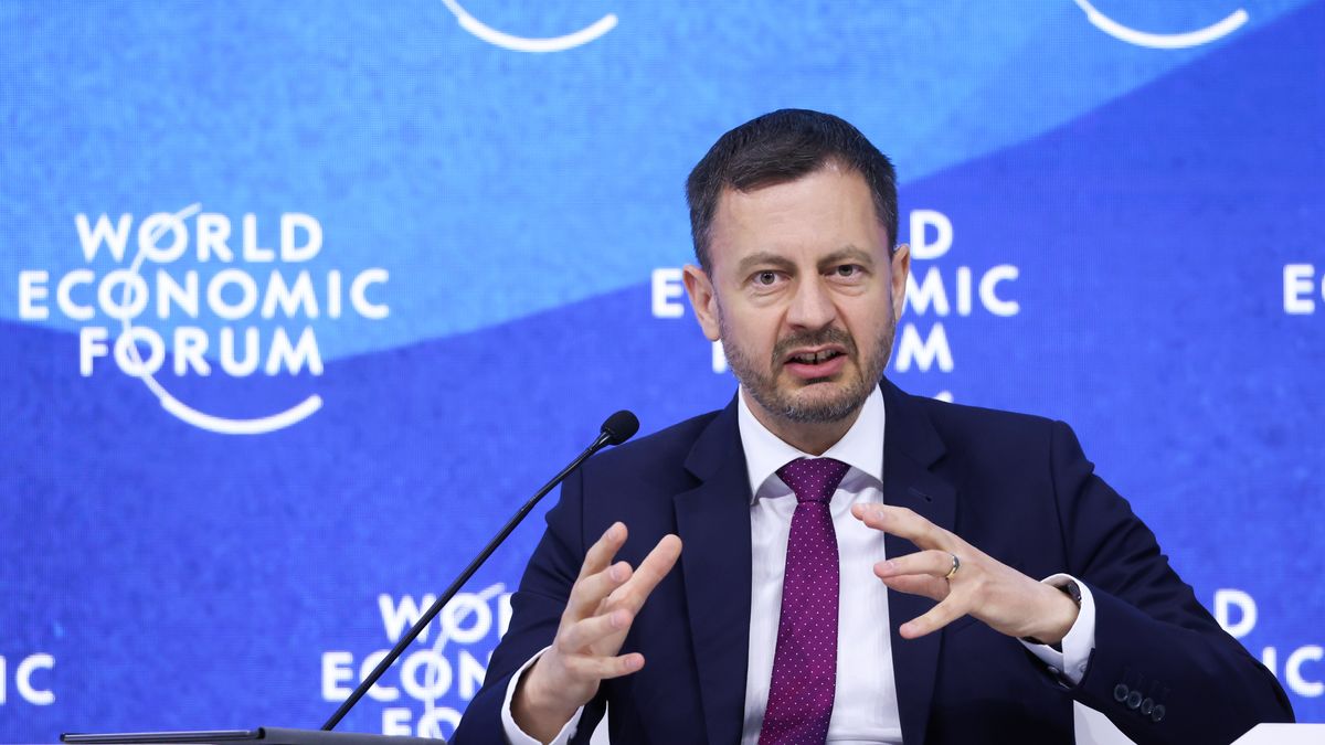 Eduard Heger, Slovakia's prime minister, speaks during a panel session on day three of the World Economic Forum (WEF) in Davos, Switzerland, on Wednesday, May 25, 2022. The annual Davos gathering of political leaders, top executives and celebrities runs from May 22 to 26. Photographer: Hollie Adams/Bloomberg via Getty Images