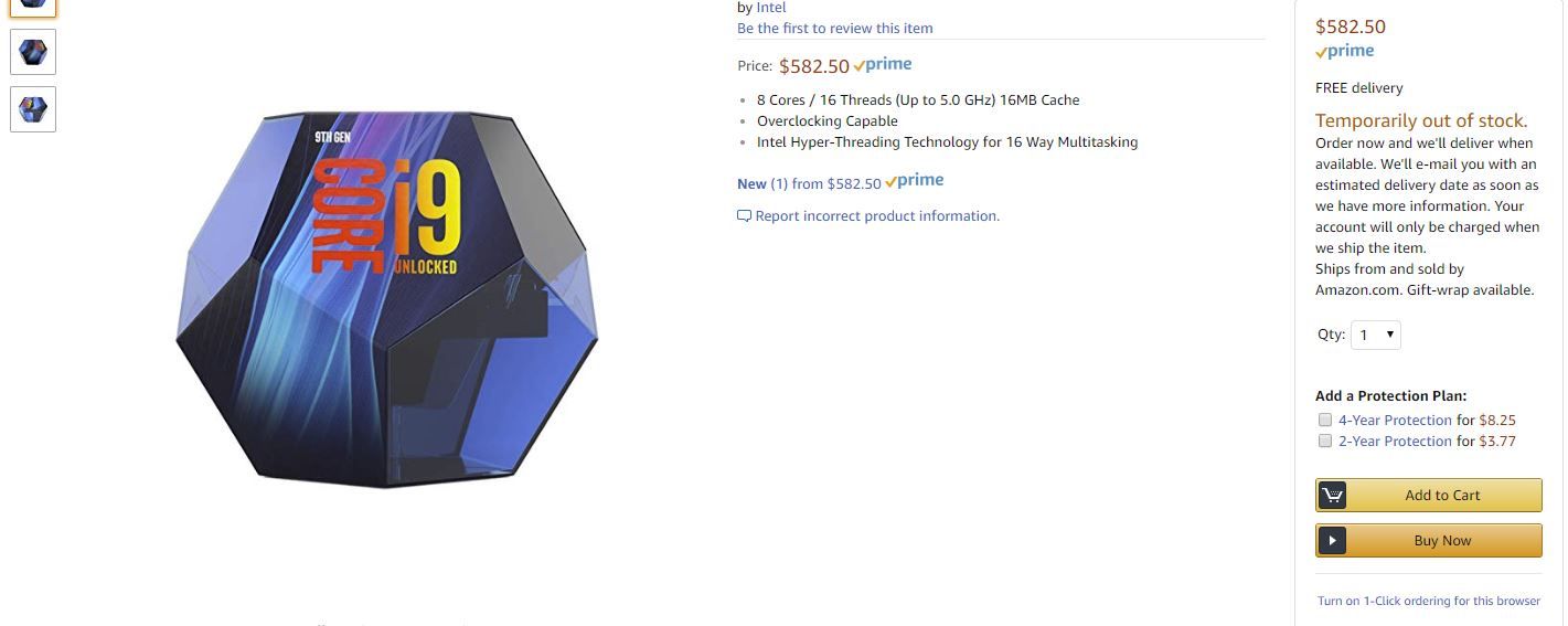 Intel Core i9-9900K - oferta sprzedaży Amazon