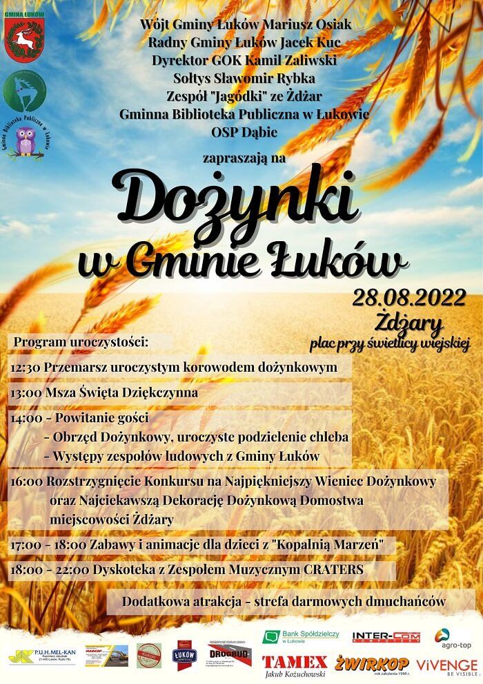 Dożynki Gminy Łuków 2022 - program
