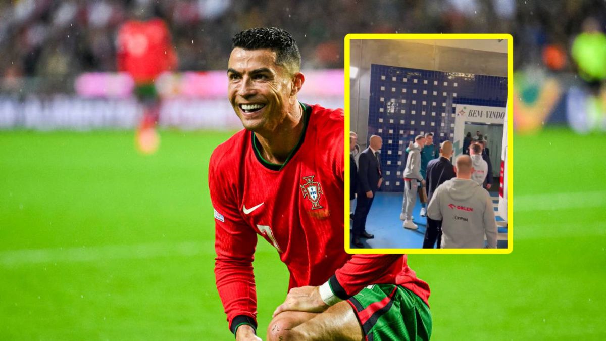 Getty Images / Octavio Passos / Dominik Wardzichowski/X / piłkarze reprezentacji Polski robiący sobie zdjęcia z Cristiano Ronaldo