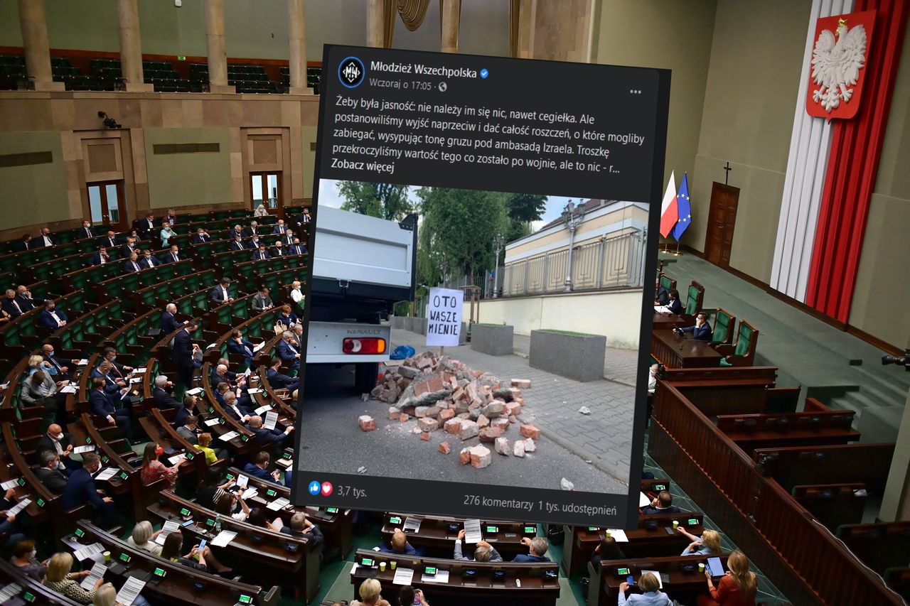 Młodzież Wszechpolska wysypała tonę gruzu. Potem ostro odpowiedziała Gminie Żydowskiej 