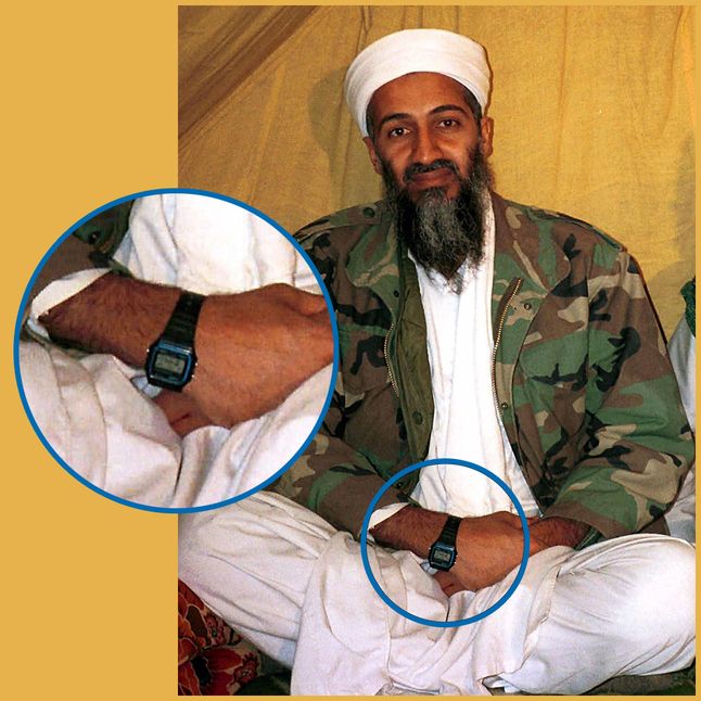 Osama bin Laden z zegarkiem F-91W