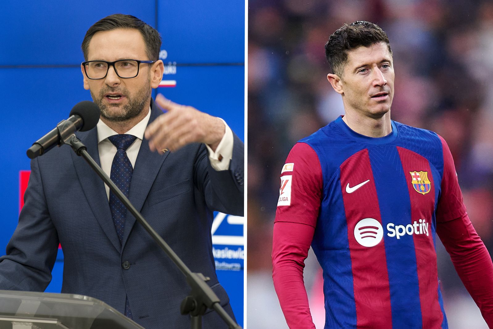 Na zdjęciu od lewej: Daniel Obajtek i Robert Lewandowski