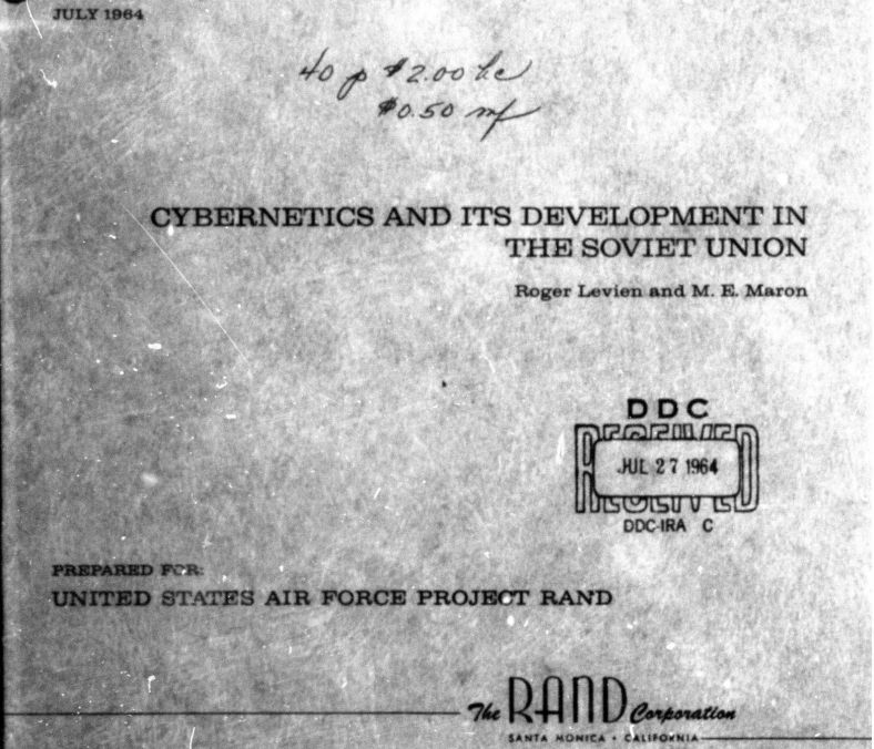 Sprawozdanie o postępach radzieckiej cybernetyki, zamówione na potrzeby armii USA