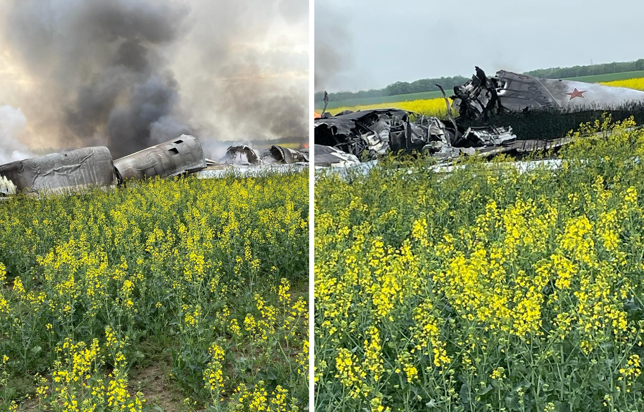 Dramatic crash of Russian bomber amid claims of Ukrainian downing