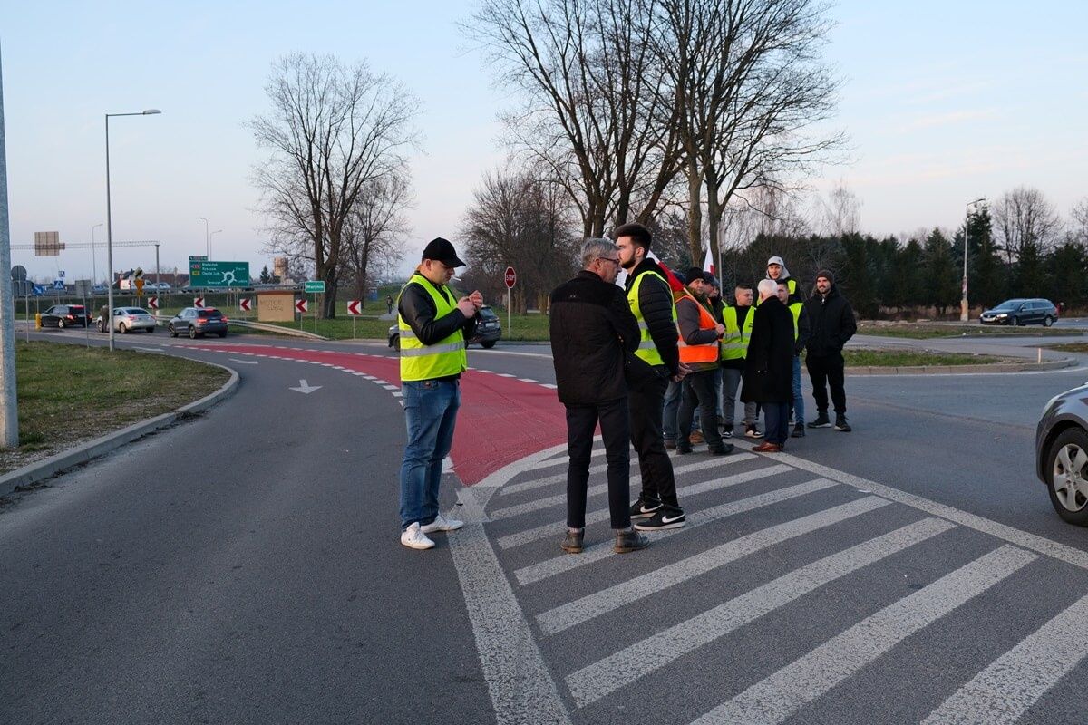 Protest rolników w Maryninie/Stasinie przy węźle Lublin Węglin