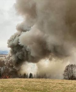 Śląskie. Wielki pożar w Żabnicy, płonęła  hala przy tartaku