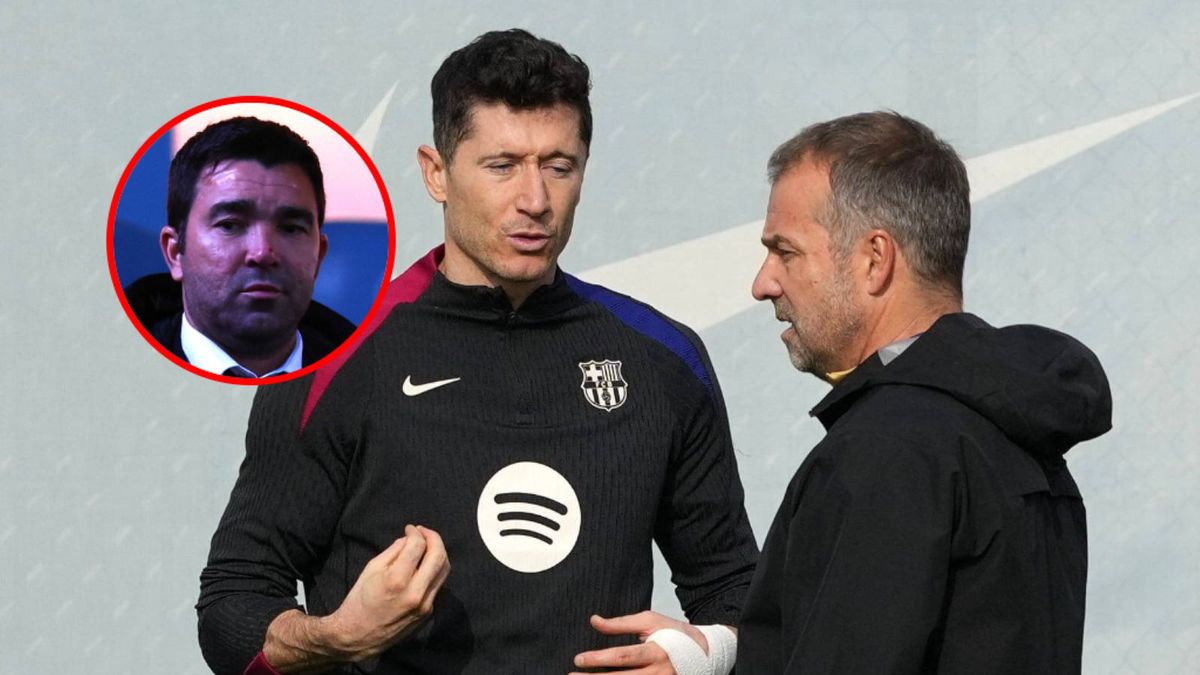 PAP/EPA / ALEJANDRO GARCIA / Chris Brunskill/Fantasista/Getty Images / Na zdjęciu: Robert Lewandowski i Hansi Flick, na małym zdjęciu: Deco