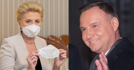 Zaradna Agata Duda uczy, jak samodzielnie zrobić maseczkę. Internauci: "Maseczka na pani ustach tak bardzo wymowna"