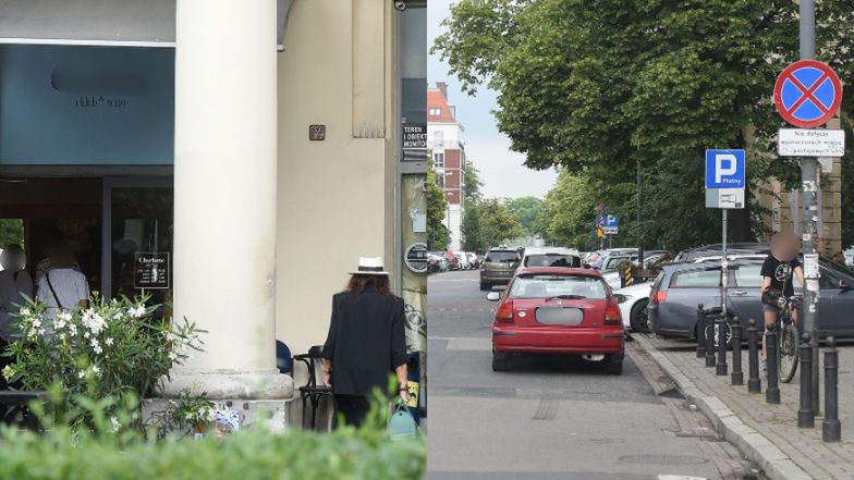 Agnieszka Fitkau-Perepeczko parkuje w niedozwolonym miejscu i znika w restauracji