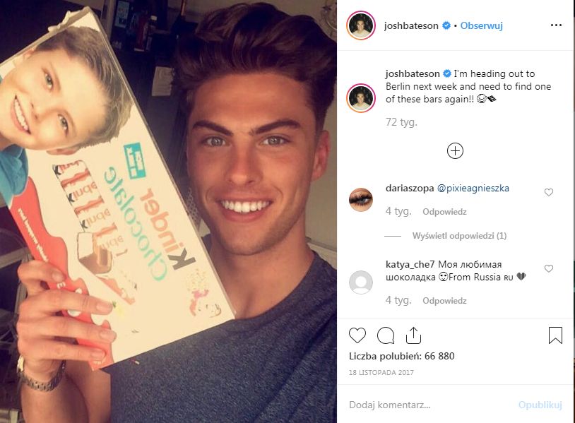 Josh pozował do słynnego zdjęcia na opakowaniu czekoladek Kinder