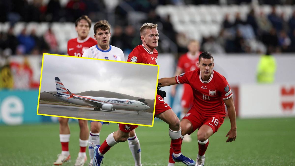 Reprezentacja Polski w meczu z Wyspami Owczymi i ich uziemiony samolot